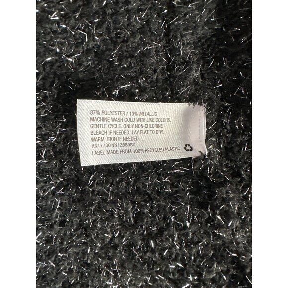 NWT Ava & Viv Black Sweater Silver Glisten V Neck Holiday Soft Size 2X - Picture 6 of 7